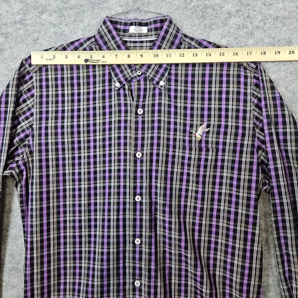 Peter Millar Men's Dress Shirt Size Medium Embroidered Duck Purple‎ & Gray Plaid